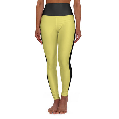 High Waisted Yoga Leggings - Yellow and Black.