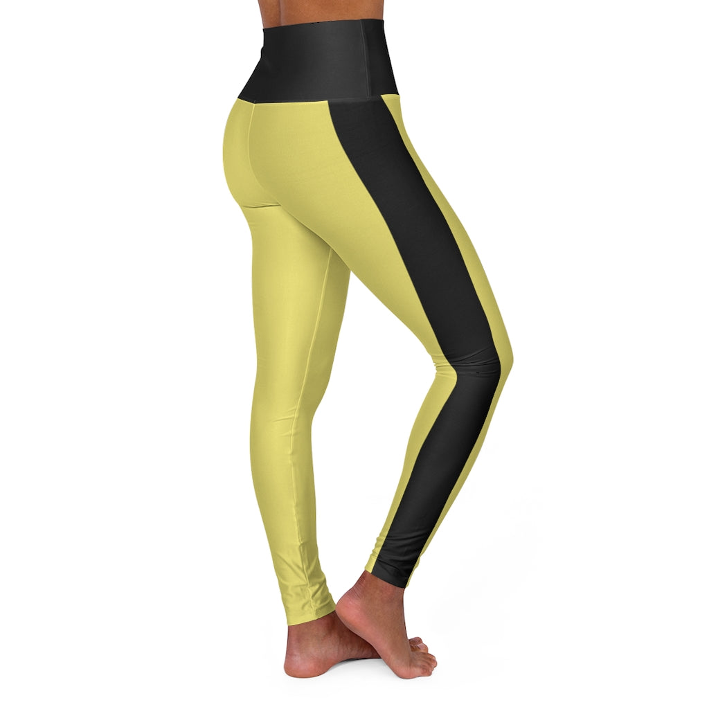 High Waisted Yoga Leggings - Yellow and Black.