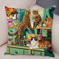 Oil Painting Cat Cushion Covers.