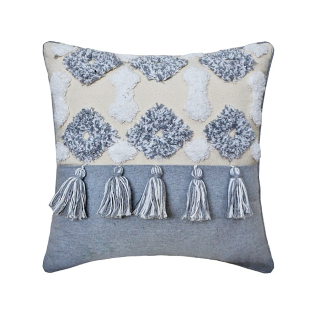 Boho Moroccan Muted Grey & Blue Cushion Covers.