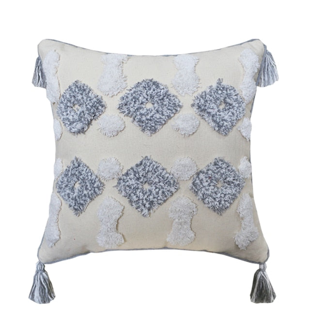 Boho Moroccan Muted Grey & Blue Cushion Covers.