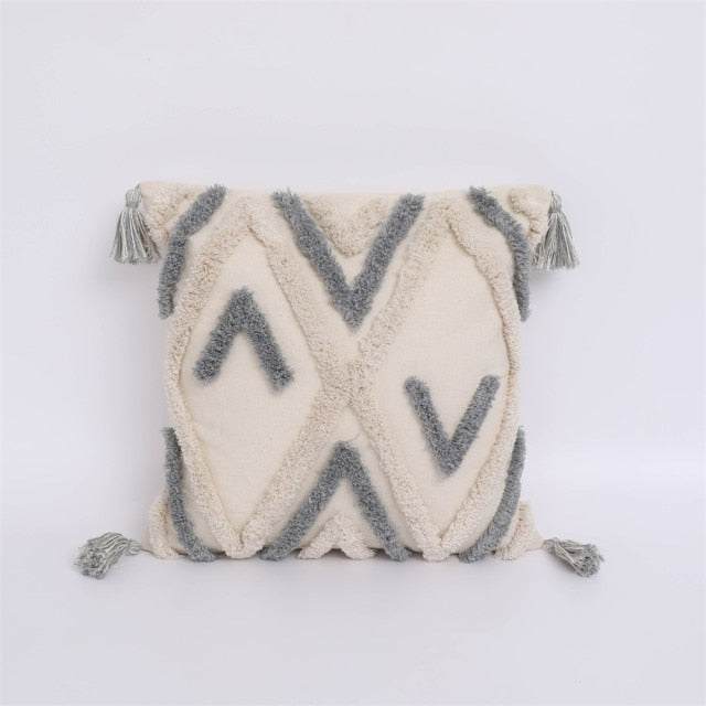 Boho Moroccan Muted Grey & Blue Cushion Covers.