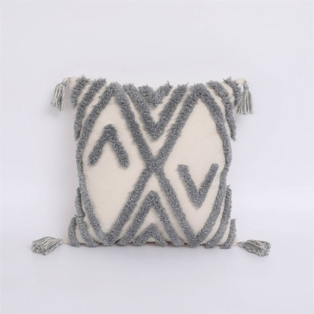 Boho Moroccan Muted Grey & Blue Cushion Covers.