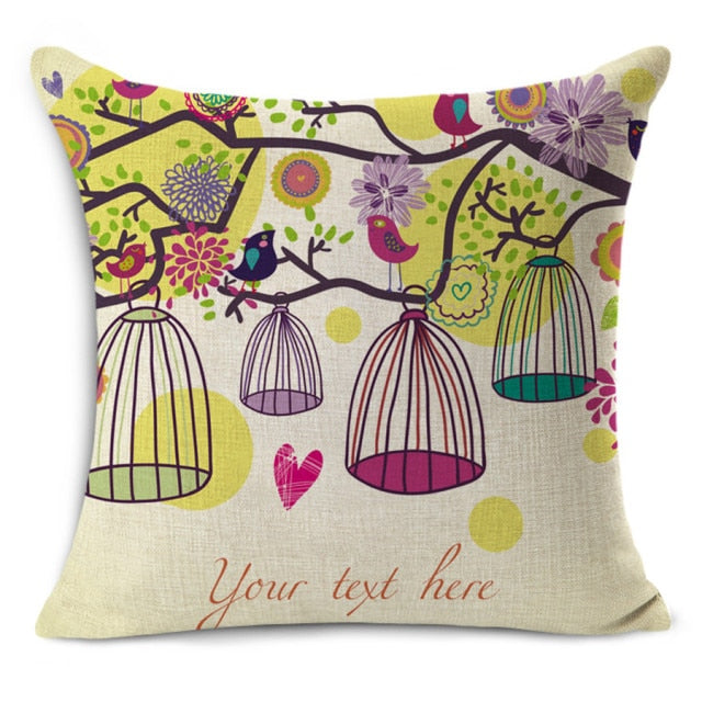 Birds and Hearts Cushion Covers.