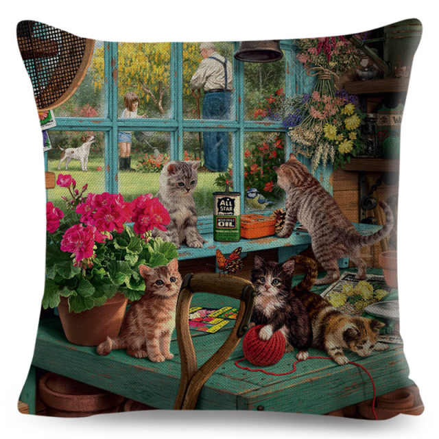 The Curious Cat Cushion Cover Series.