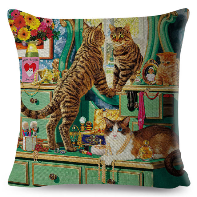 The Curious Cat Cushion Cover Series.