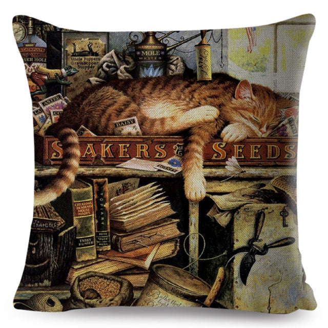 The Curious Cat Cushion Cover Series.