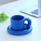 Fat Handle Coffee Cup and Saucer