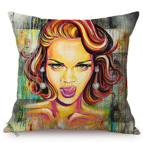 Portrait Pop Art Cushion Covers.