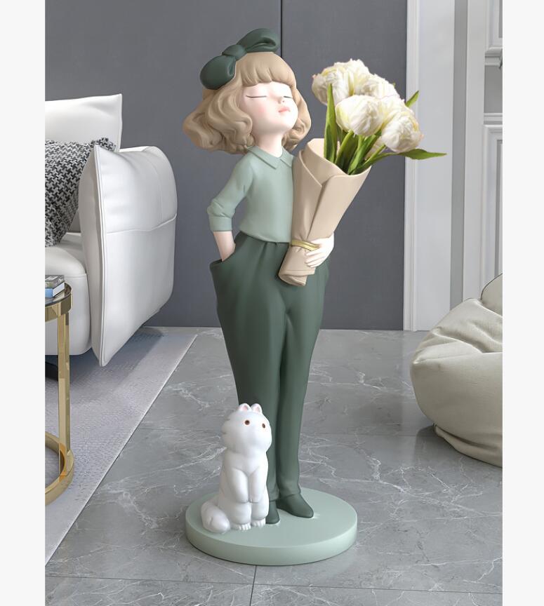 French Girl and Puppy Vases