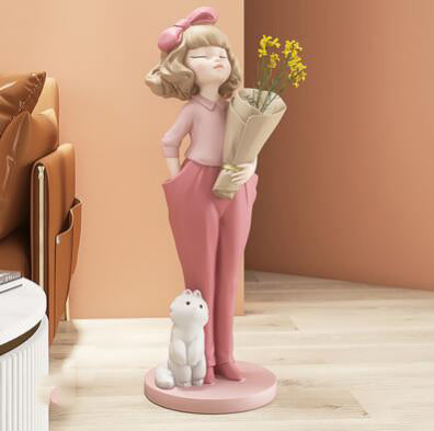 French Girl and Puppy Vases