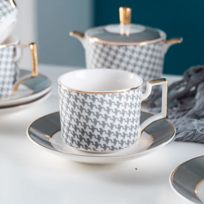 Blue Checks British Bone China Tea Set