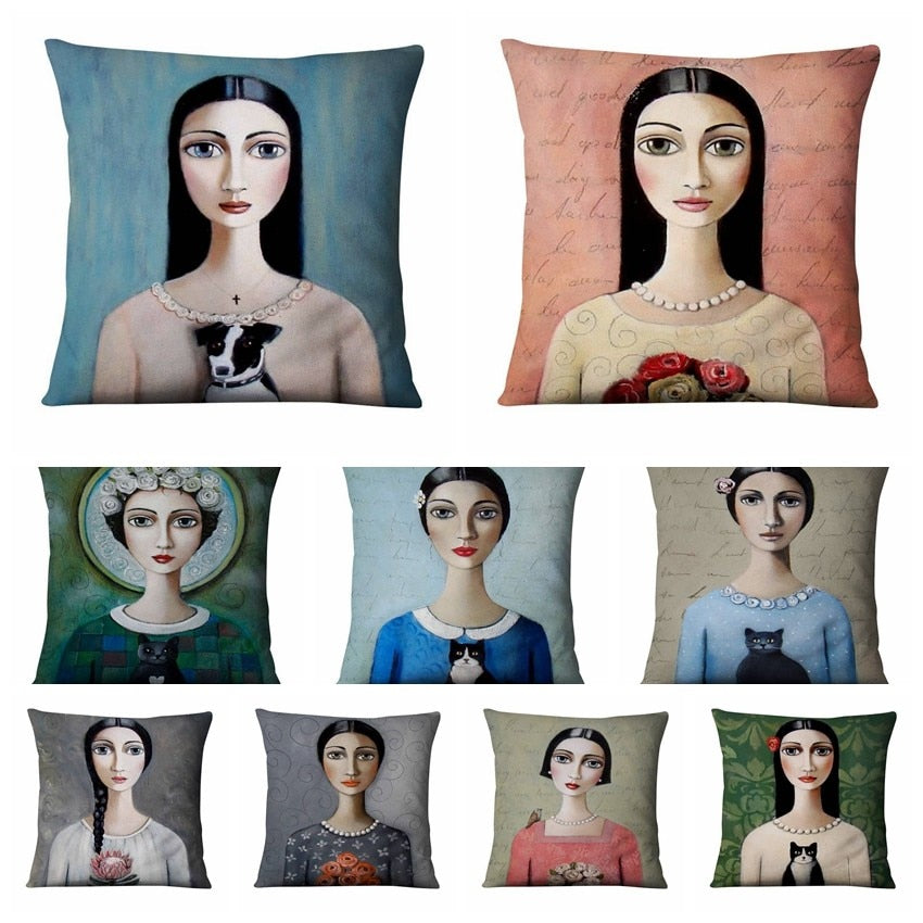 The Painted Girl Cushion Covers.