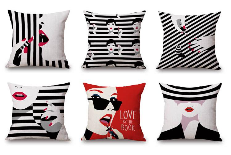 Lips, Nails and Red Cushion Covers.
